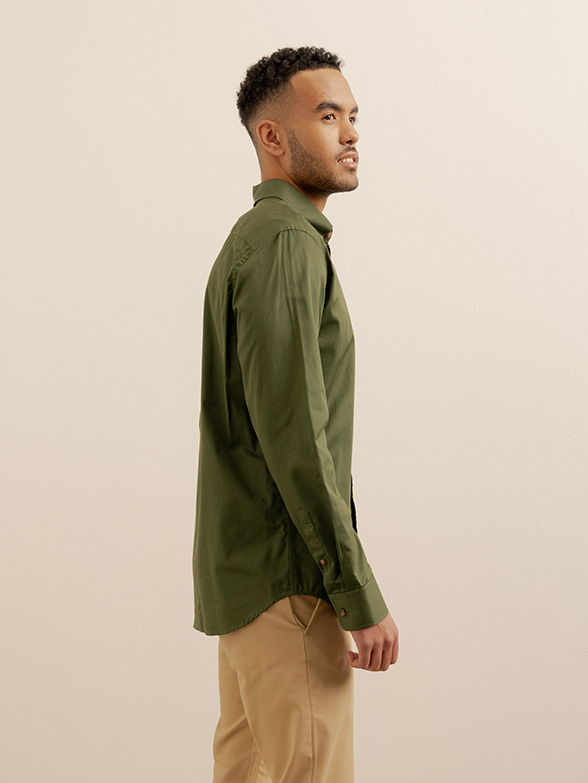 Polo Men’s Twill Green Long Sleeve Shirt | Polo SA