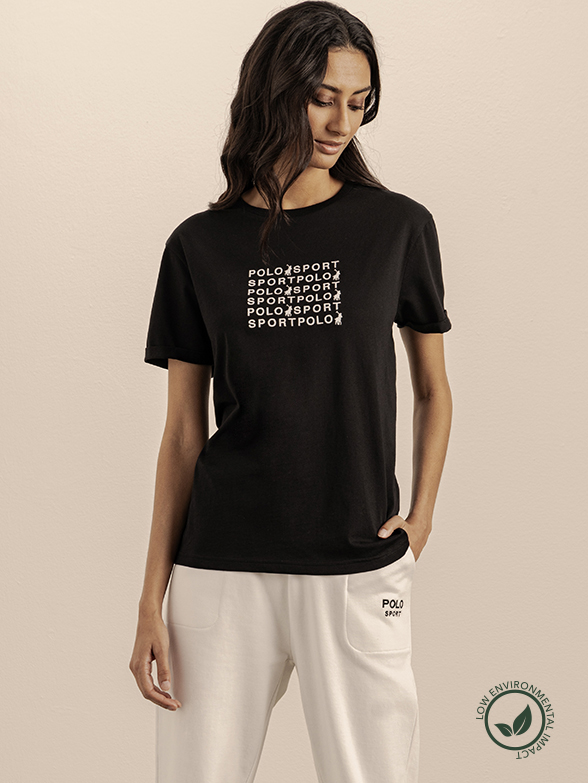 Polo Womens Sport Embroidered Black T-Shirt | Polo SA