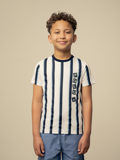 Boys Vertical Stripe Printed Tee