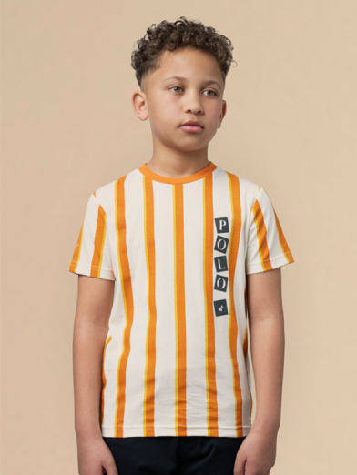 Boys Vertical Stripe Printed Tee