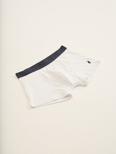 Plain Knit White Mens Boxer