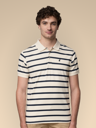 Mens Short Sleeve Striped Golfer