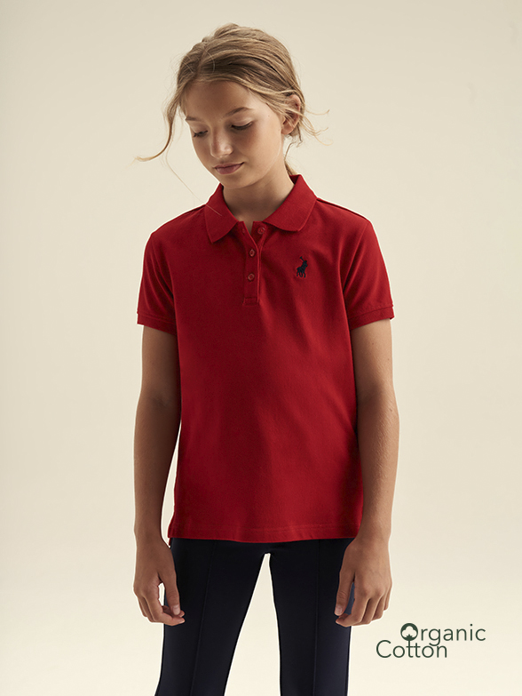 Girls red 2024 polo shirt